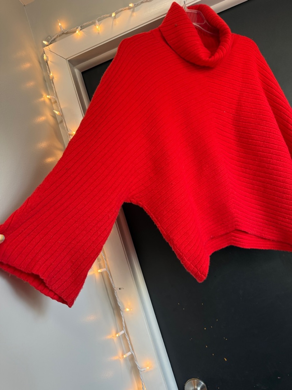 Moth Red Ribbed Cowl-Neck Sweater - Picture 4 of 5